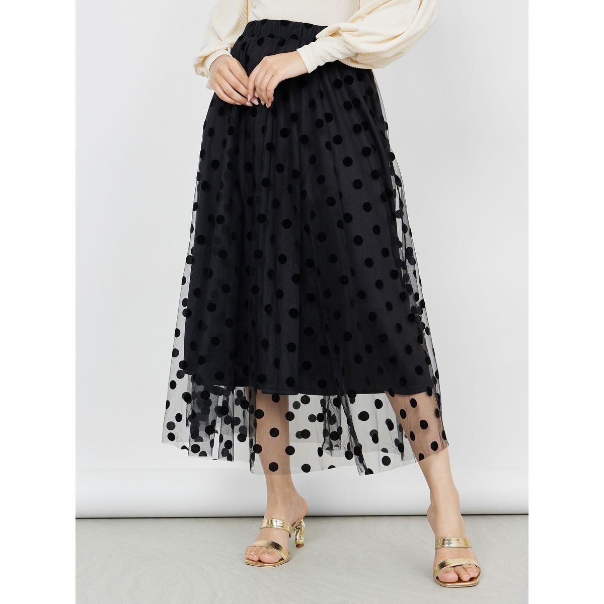 Styli Flocked Mesh Insert Maxi Skirt-women-clothing-bottoms-skirts-image-1