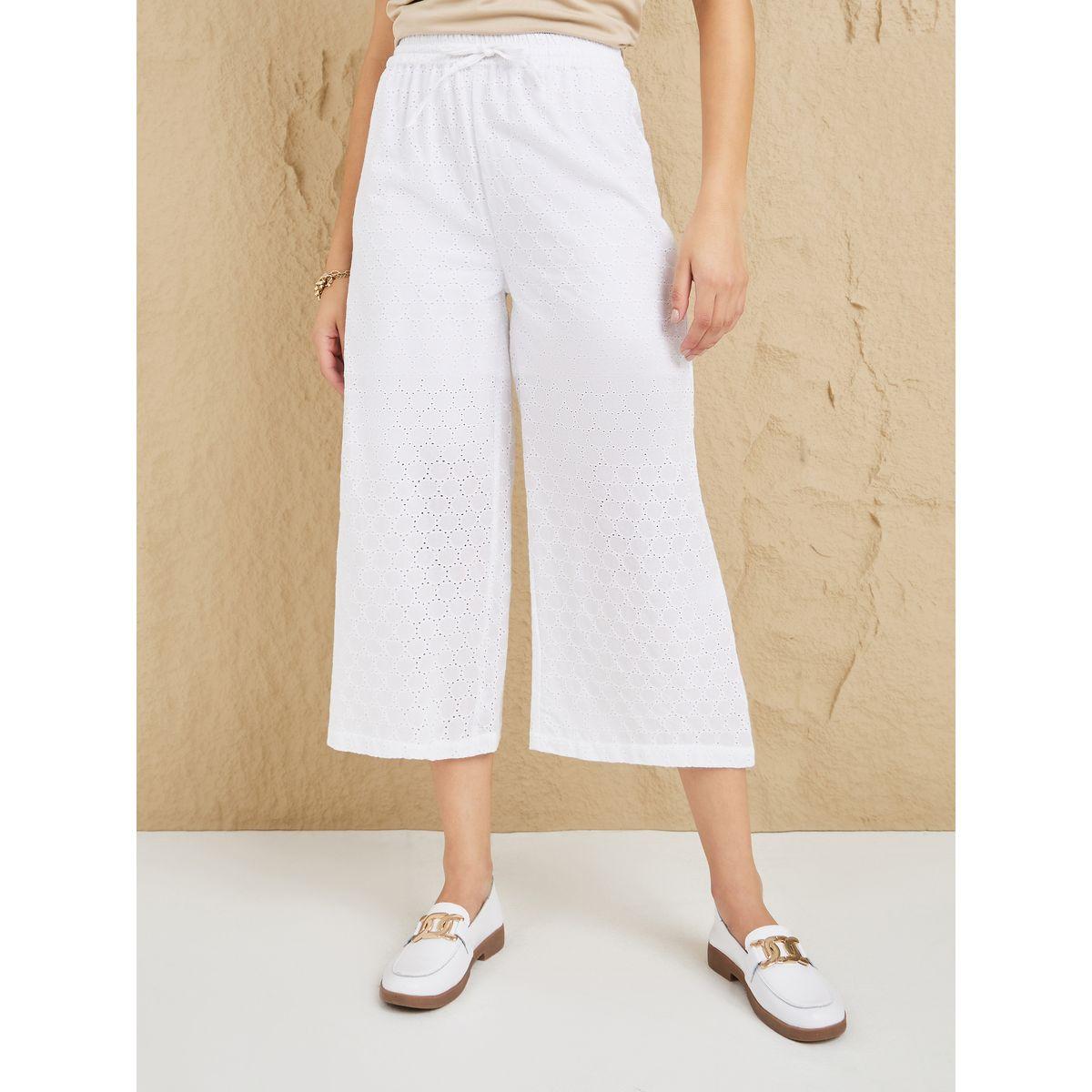 Styli Schiffli Wide Leg Culottes with Drawstring-women-clothing-bottoms-trousers-image-2