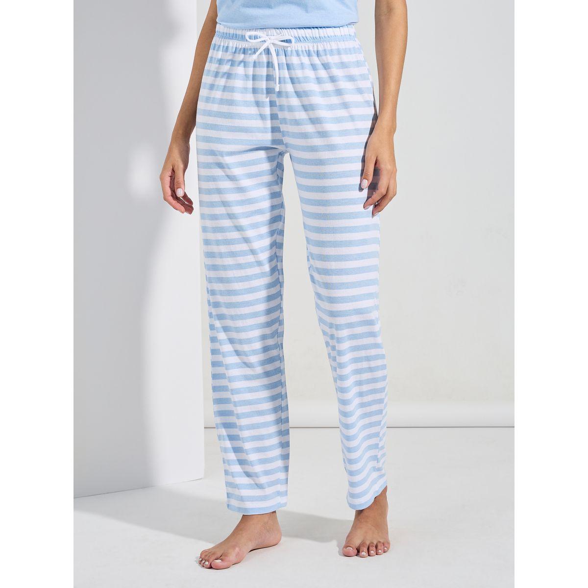 طقم من بنطال بيجاما وتيشيرت بجيب مخطط-women-clothing-nightwear-pyjamas-longsets-image-5