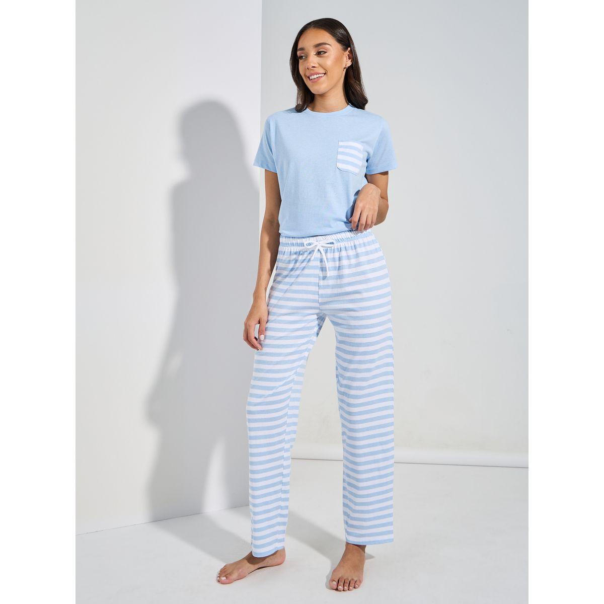 Styli Unwind Cotton Striped Pocket T-Shirt & Pyjama Set-women-clothing-nightwear-pyjamas-longsets-image-6