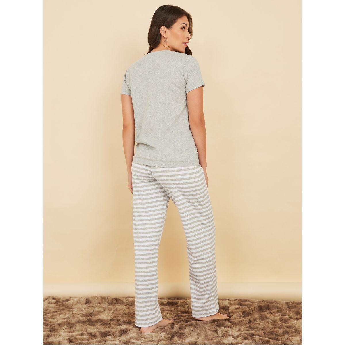 Styli Unwind Striped Pocket T-Shirt & Pyjama Set-women-clothing-nightwear-pyjamas-longsets-image-6