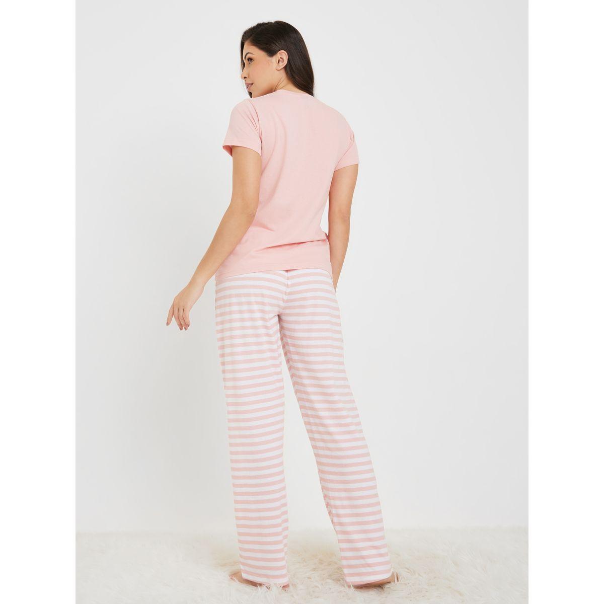 Styli Unwind Cotton Striped Pocket T-Shirt & Pyjama Set-women-clothing-nightwear-pyjamas-longsets-image-6