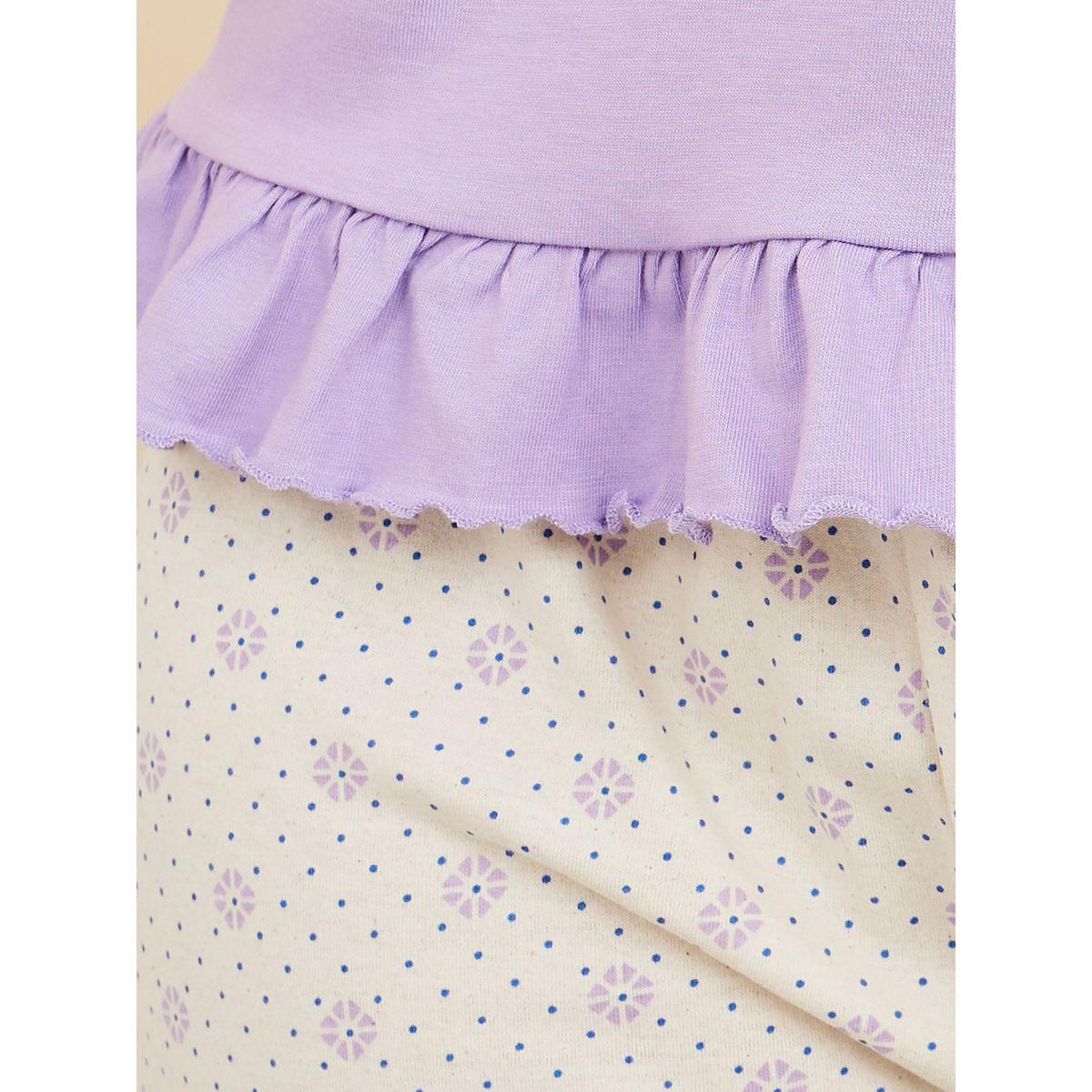 Styli Unwind Cotton Ruffle Hem T-Shirt & Floral Dot Print Pyjama Set-women-clothing-nightwear-pyjamas-longsets-image-3