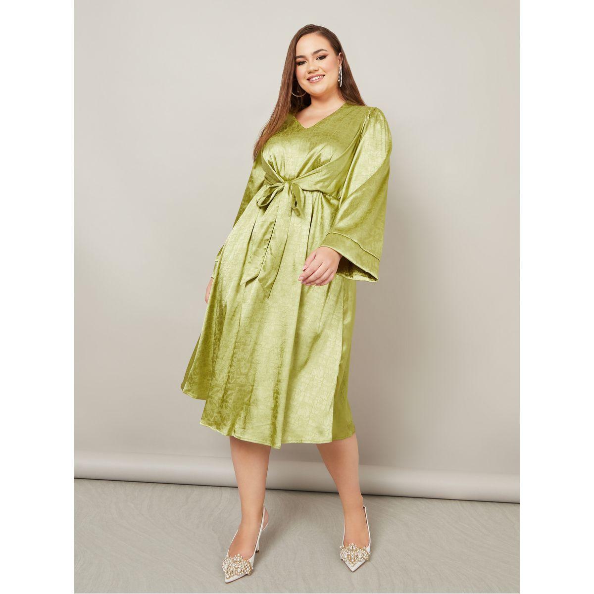 فستان ميدي جاكار بربطة خصر-women-clothing-dresses-image-2