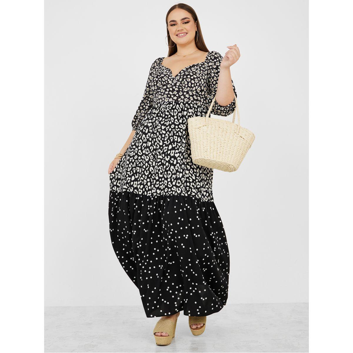 Styli Plus Panel Printed Tiered Maxi Dress-women-clothing-dresses-image-1