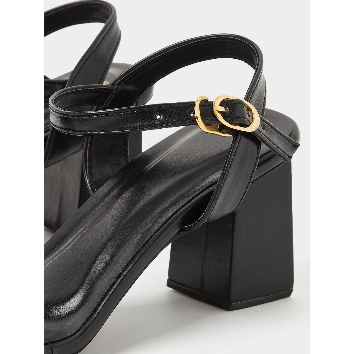 Styli Single Band Low Block Heel Sandals-women-shoes-heels-image-4