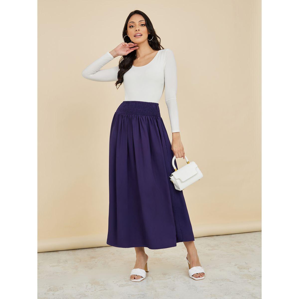 Styli Gathered Waist A-Line Maxi Skirt-women-clothing-bottoms-skirts-image-2