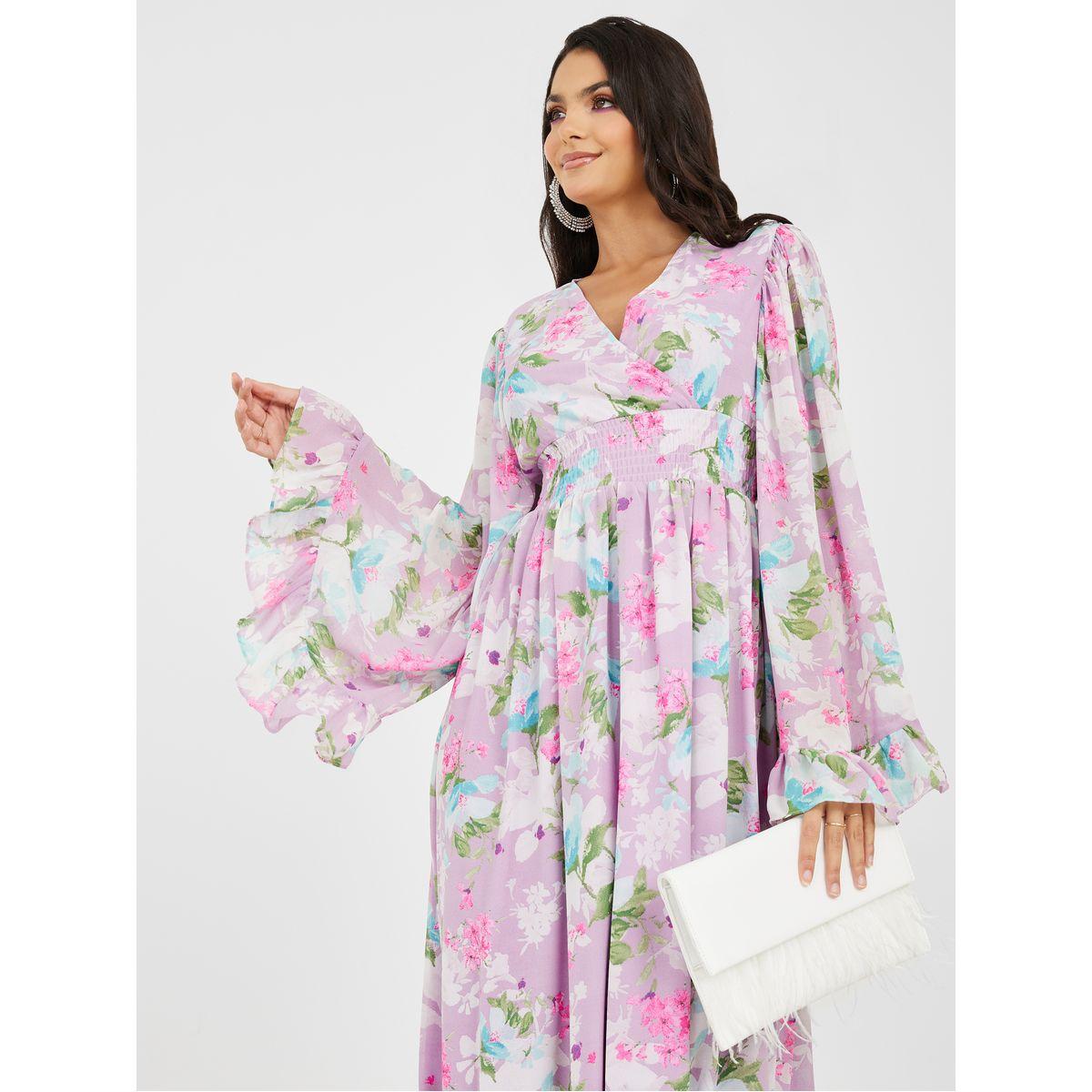 فستان طويل بأكمام فلوت-women-clothing-dresses-image-2
