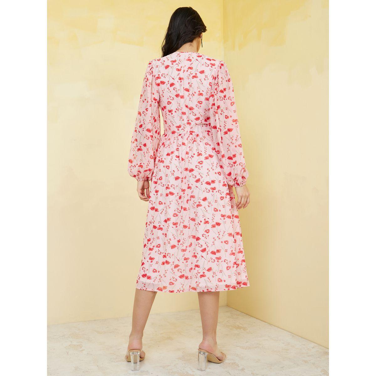 Styli Volume Sleeve Floral A-Line Midi Dress-women-clothing-dresses-image-4