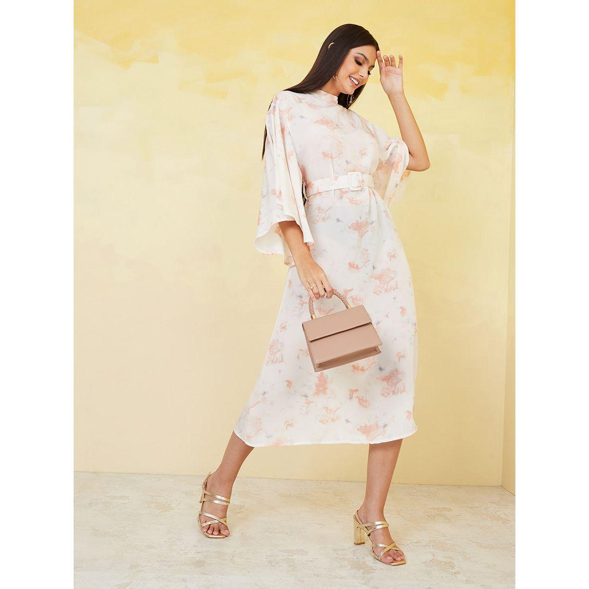 Styli Flare Sleeve Belted A-Line Midi Dress-women-clothing-dresses-image-2