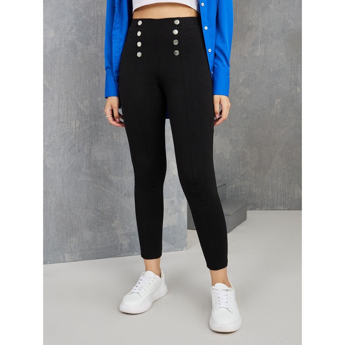 Styli Broad Waistband Button Detail Leggings-women-clothing-bottoms-trousers-image-1