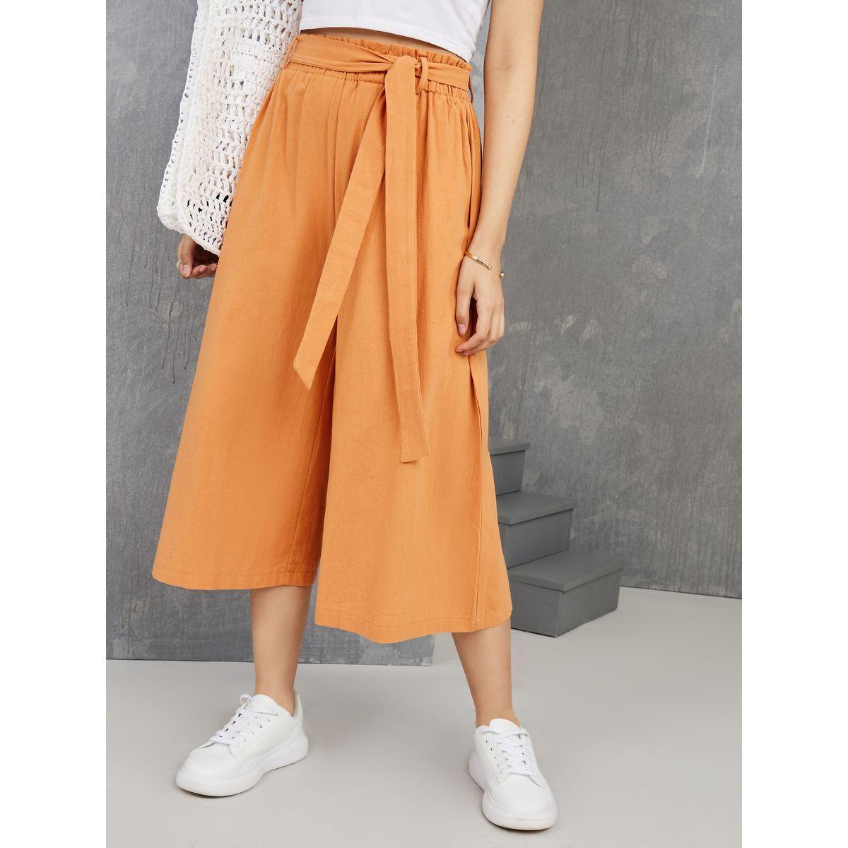 Styli Tie Waist Detail Wide Leg Culotte Pants-women-clothing-bottoms-trousers-image-1