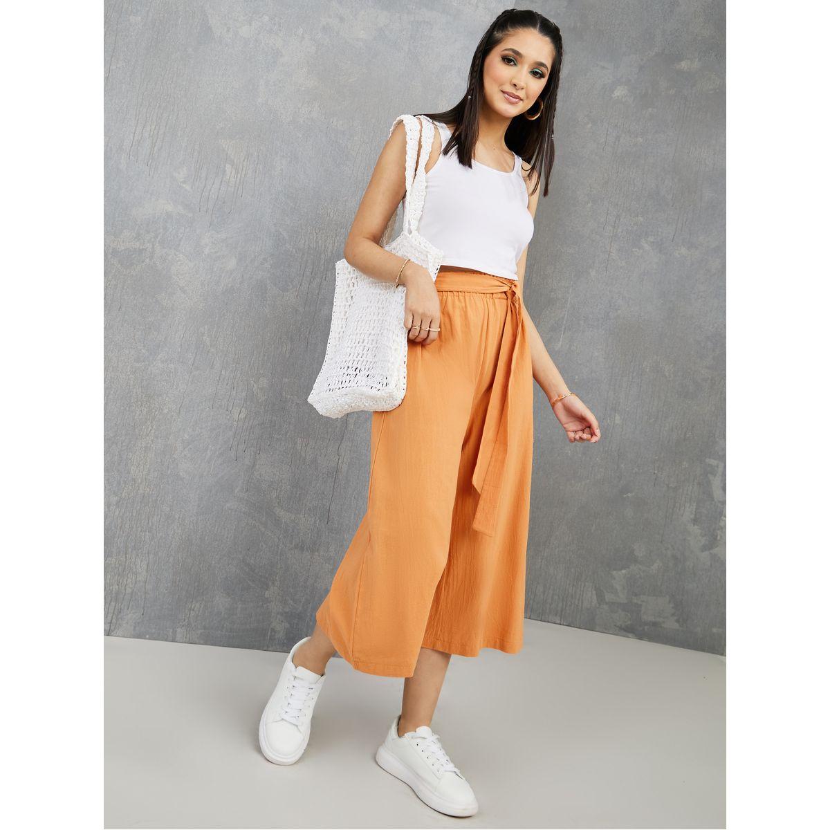 بنطال بقصة أرجل واسعة ورباط خصر-women-clothing-bottoms-trousers-image-2