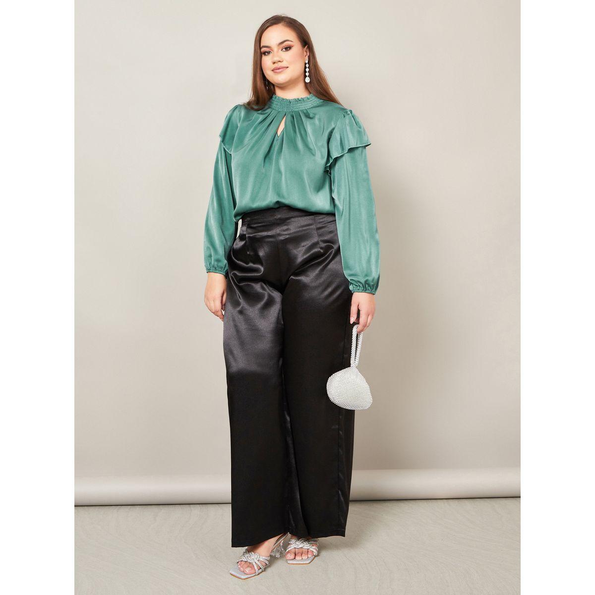 بلوزة ساتان بياقة مزينة بشق-women-clothing-shirtsandblouses-blouses-image-2