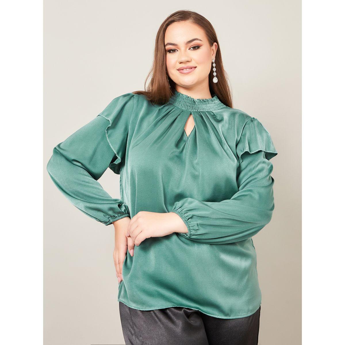 Styli Plus Satin Keyhole Detail Blouse-women-clothing-shirtsandblouses-blouses-image-3
