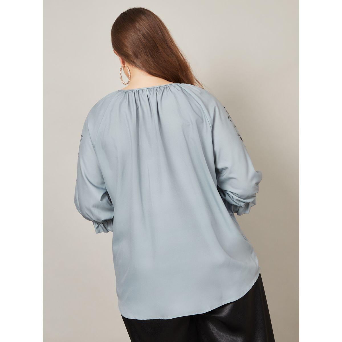 Styli Plus 3/4 Sleeve Tassle Tie-Up Blouse-women-clothing-shirtsandblouses-blouses-image-4