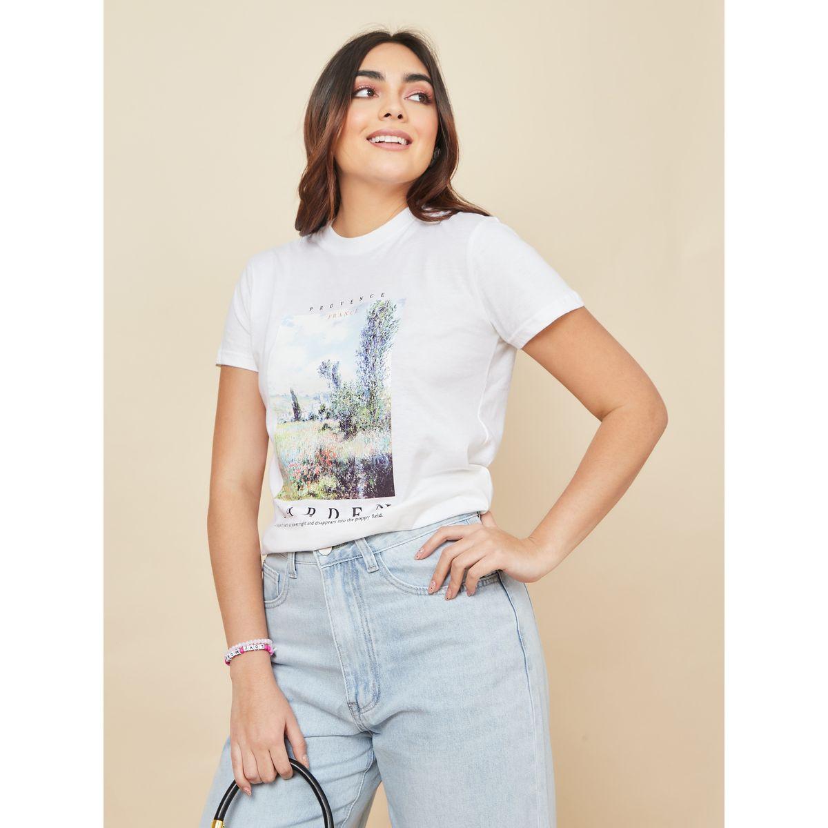 Styli Regular Fit Provence France Garden Graphic T-Shirt-women-clothing-tshirts-image-1
