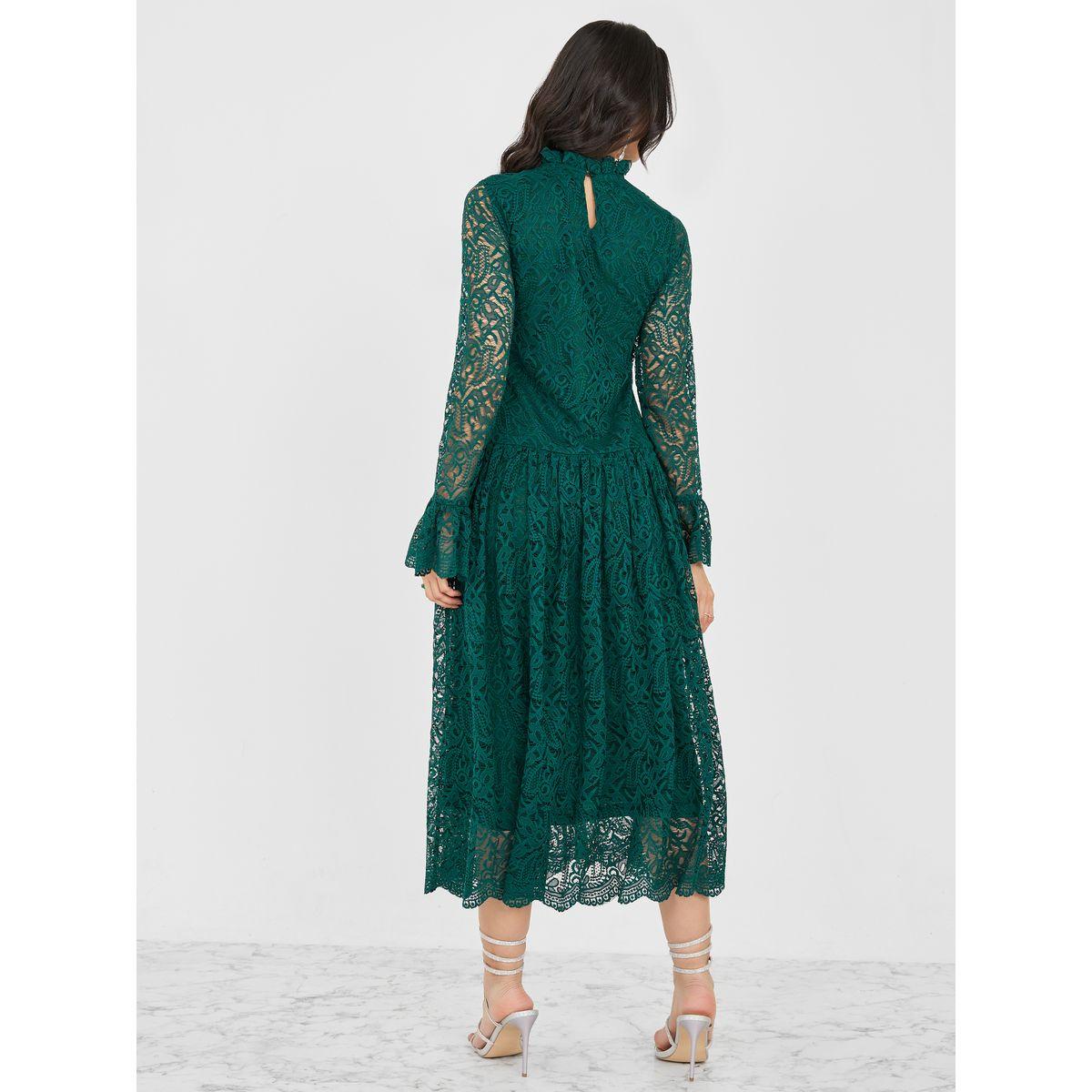 Styli Lace Insert High Neck A-Line Midi Dress-women-clothing-dresses-image-4