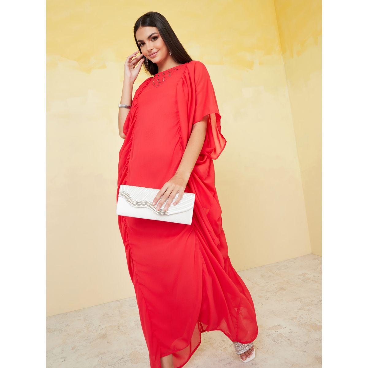 Styli Frill Edge Embellished Kaftan Maxi Dress-women-clothing-dresses-image-1