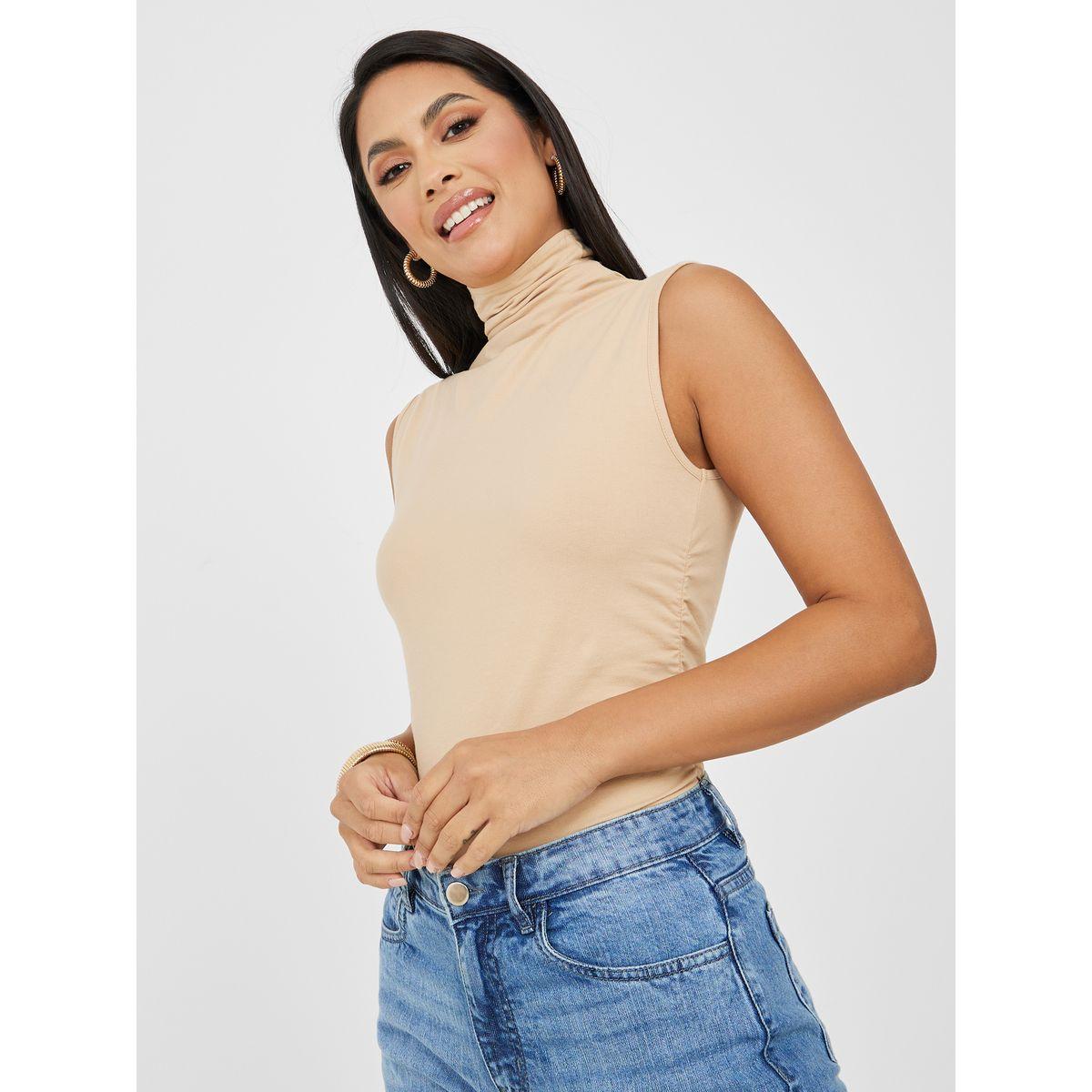 Styli Fitted Knit Turtle Neck Sleeveless T-Shirt-women-clothing-tshirts-image-1