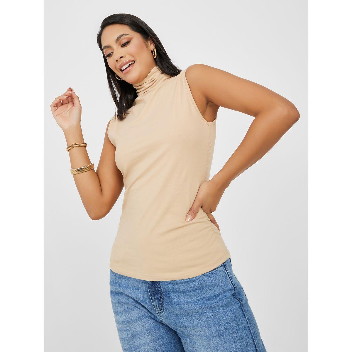 Styli Fitted Knit Turtle Neck Sleeveless T-Shirt-women-clothing-tshirts-image-3