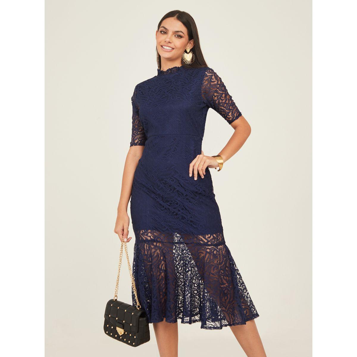 Styli Lace Insert Sheath Midi Dress-women-clothing-dresses-image-1