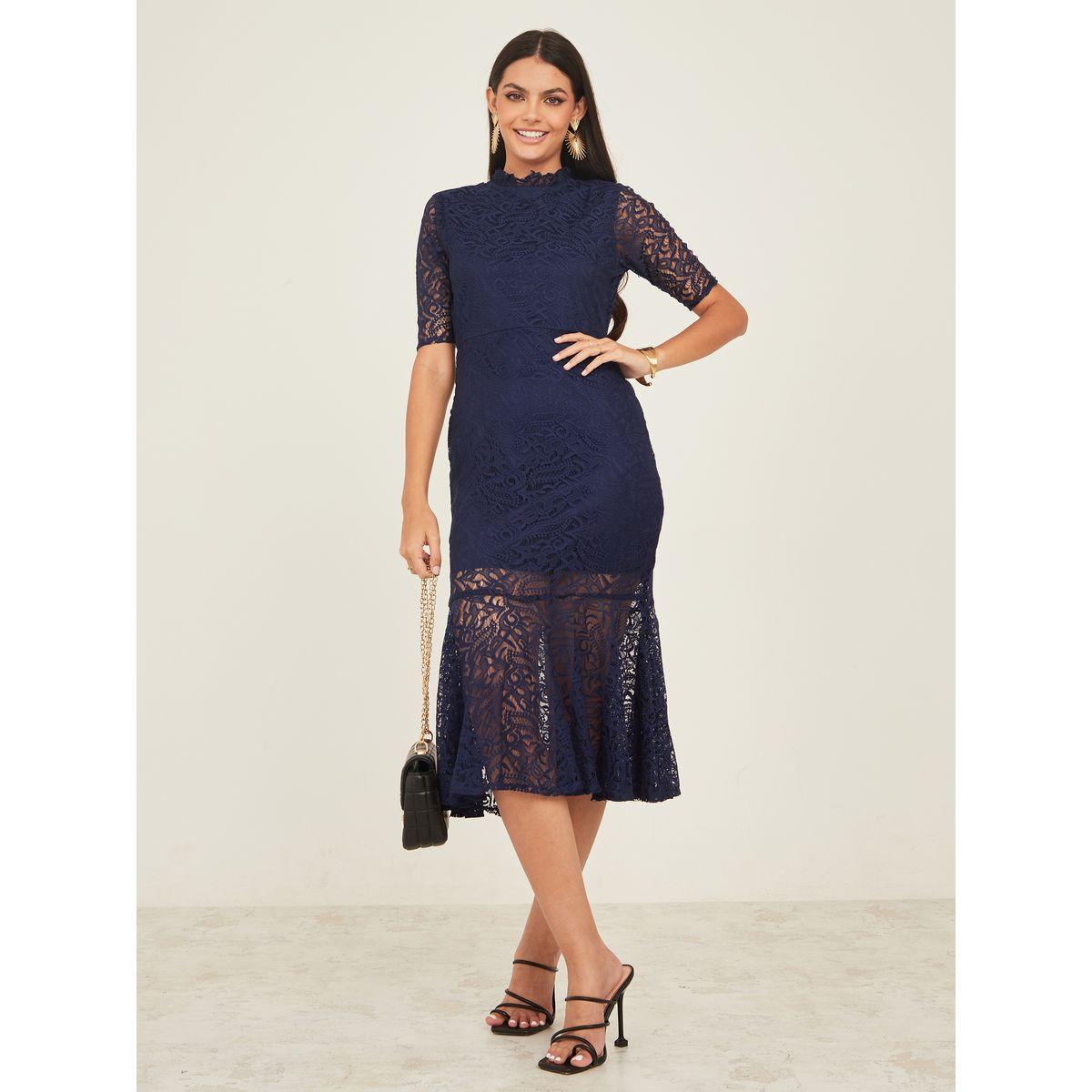 Styli Lace Insert Sheath Midi Dress-women-clothing-dresses-image-2