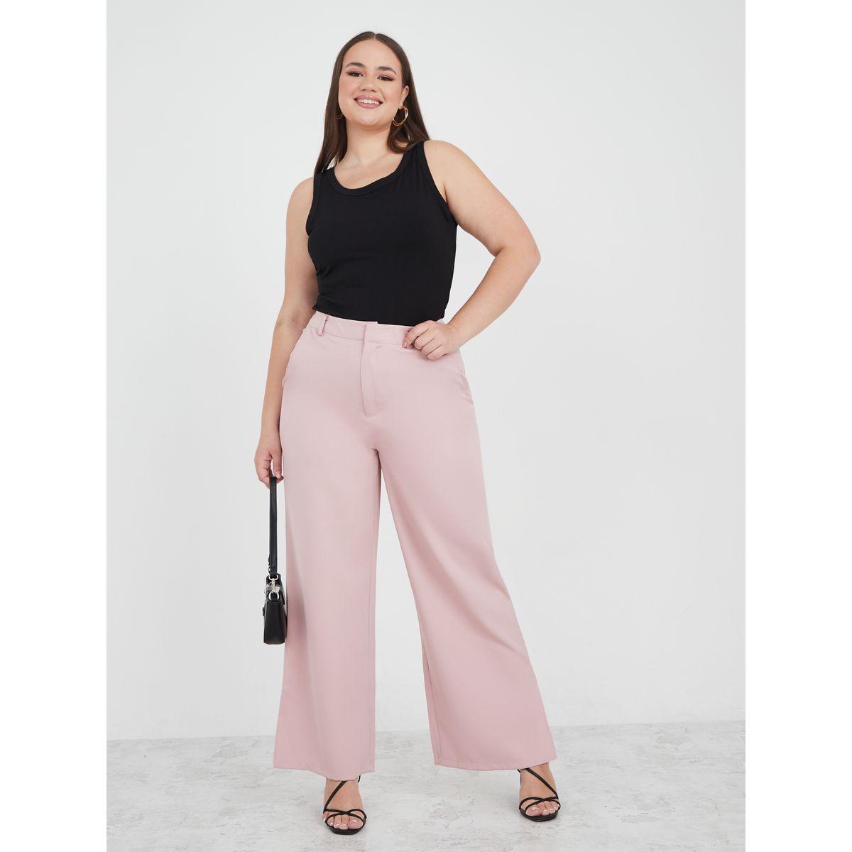 Styli Plus High Rise Wide Leg Trouser with Side Slit-women-clothing-bottoms-trousers-image-2