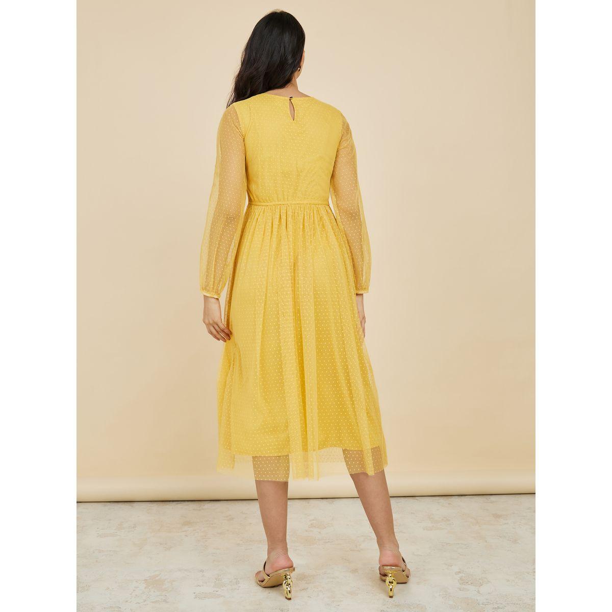 Styli Sheer Sleeve Dobby A-Line Midi Dress-women-clothing-dresses-image-4