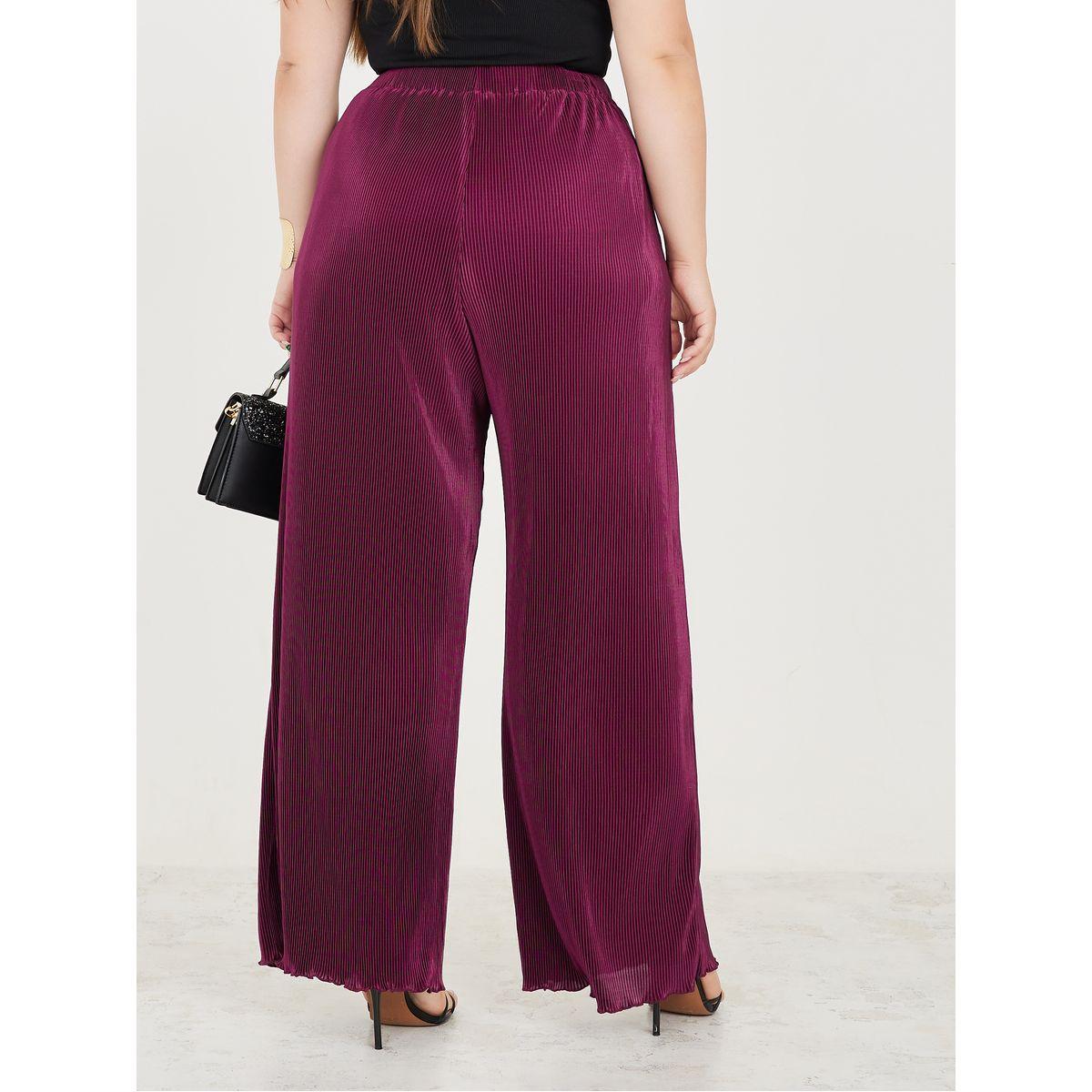 Styli Plus High Waist Plisse Wide Leg Trouser-women-clothing-bottoms-trousers-image-4