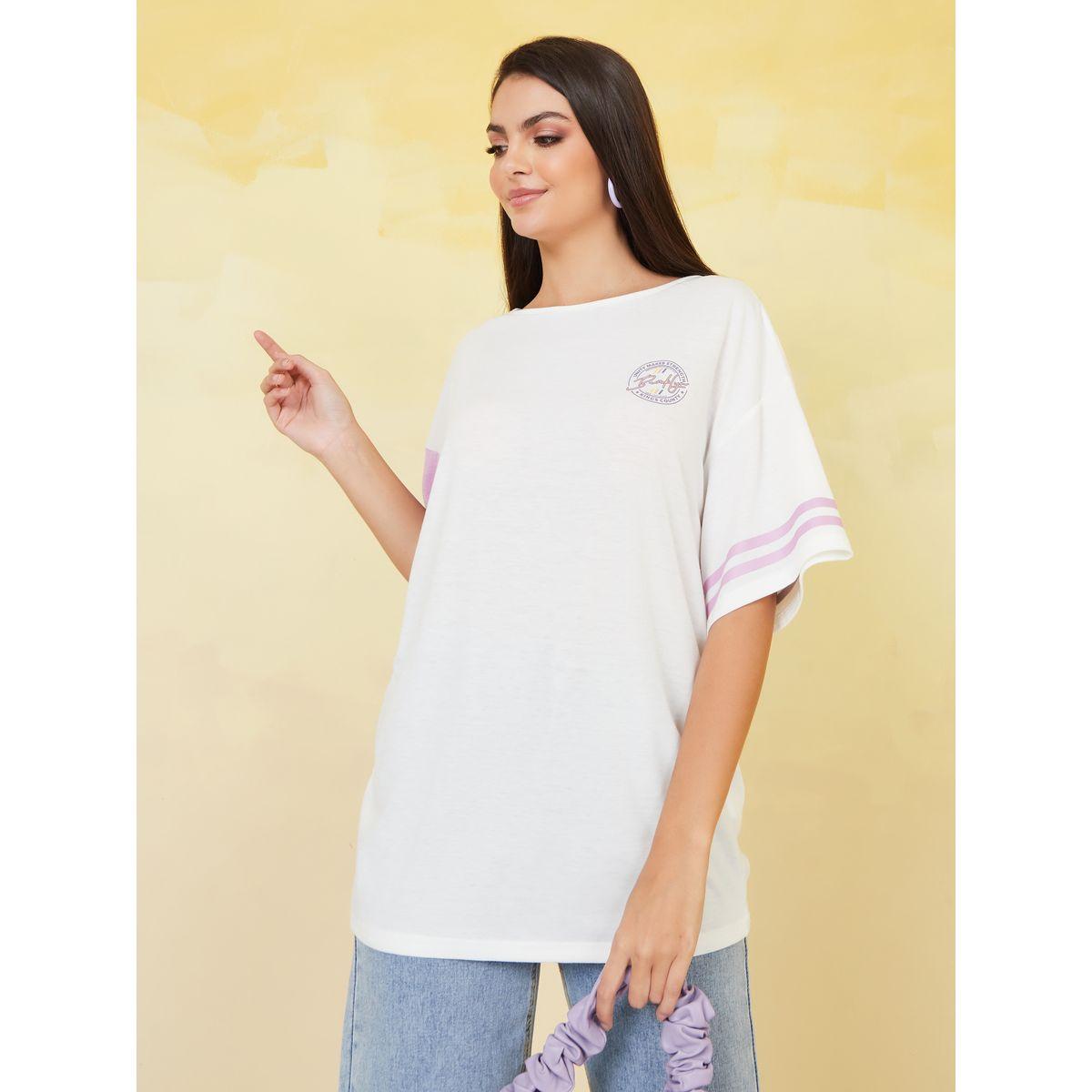 Styli Oversized Drop Shoulder Colorblock Longline T-shirt-women-clothing-tshirts-image-1