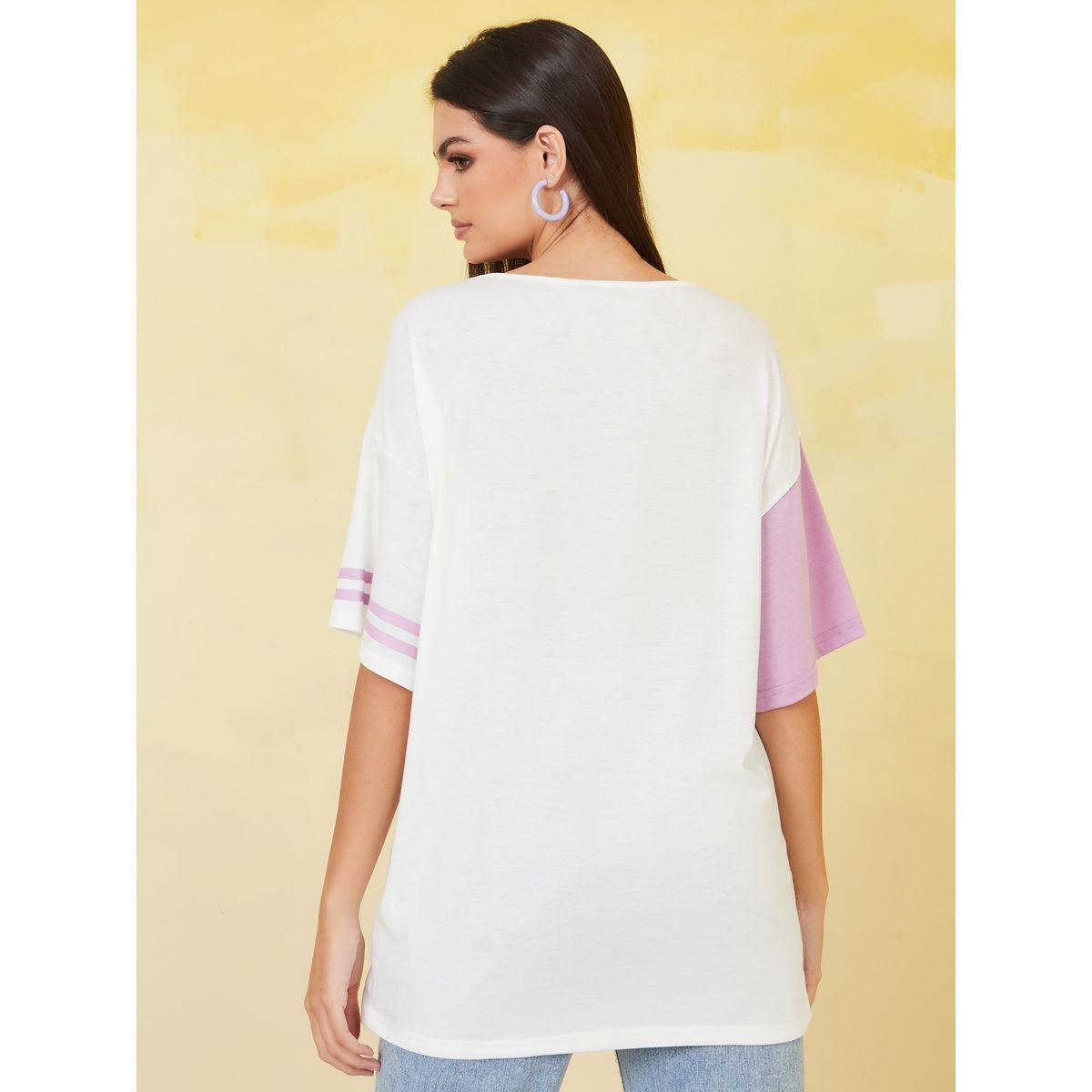 Styli Oversized Drop Shoulder Colorblock Longline T-shirt-women-clothing-tshirts-image-4