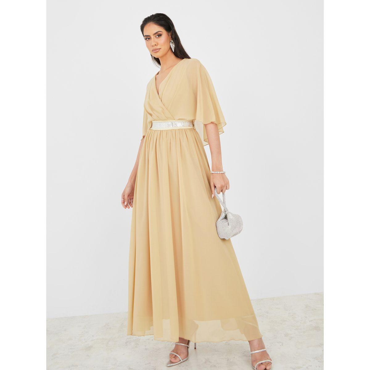 A line maxi store dresses with sleeves