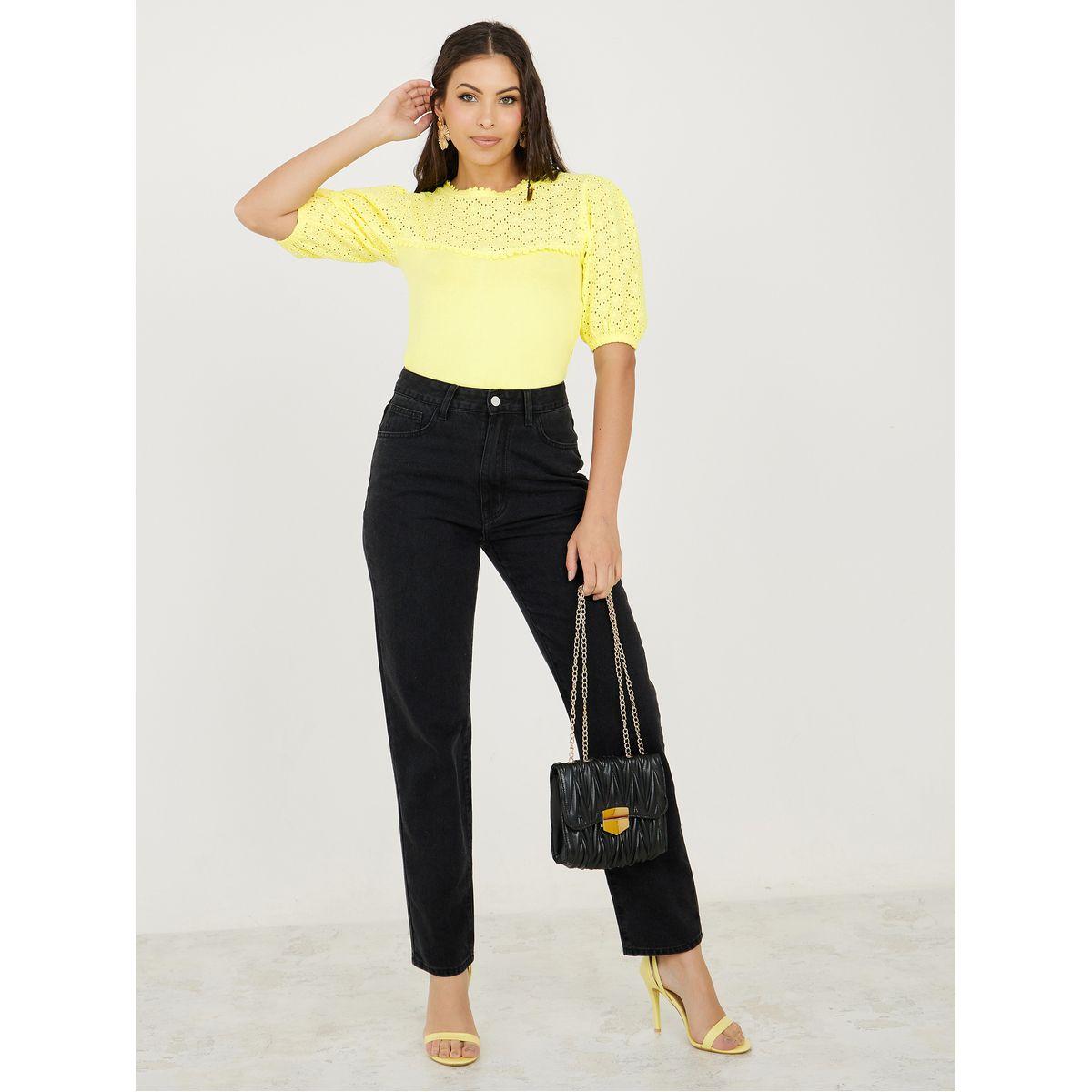 تيشيرت محبوك مزين بفتحات صغيرة-women-clothing-tshirts-image-2
