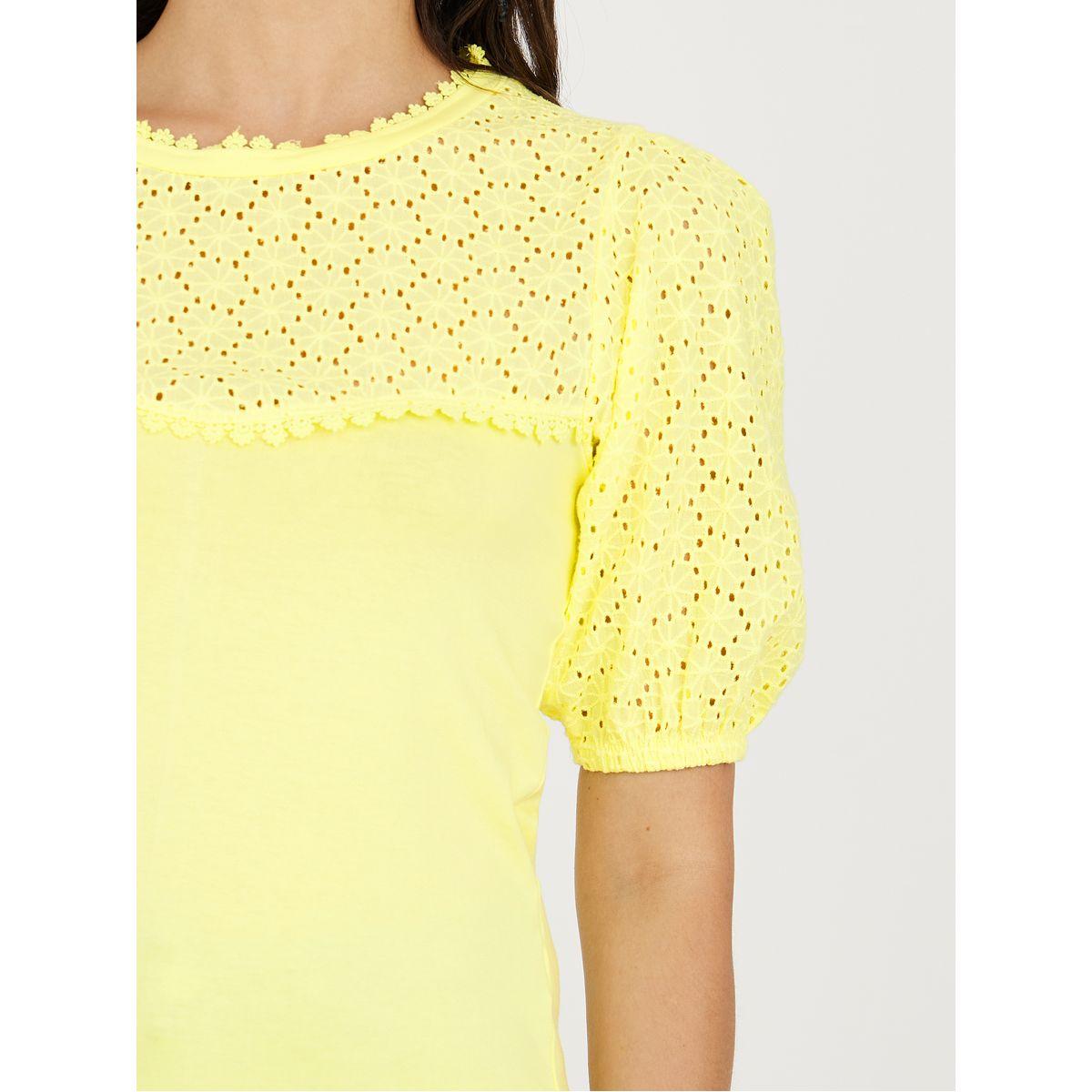 Styli Limited Schiffli Yoke Cuffed Sleeve T-Shirt-women-clothing-tshirts-image-4