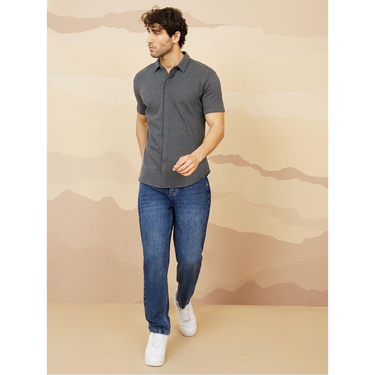 Styli Cotton Knitted Concealed Placket Shirt-men-clothing-shirts-image-2
