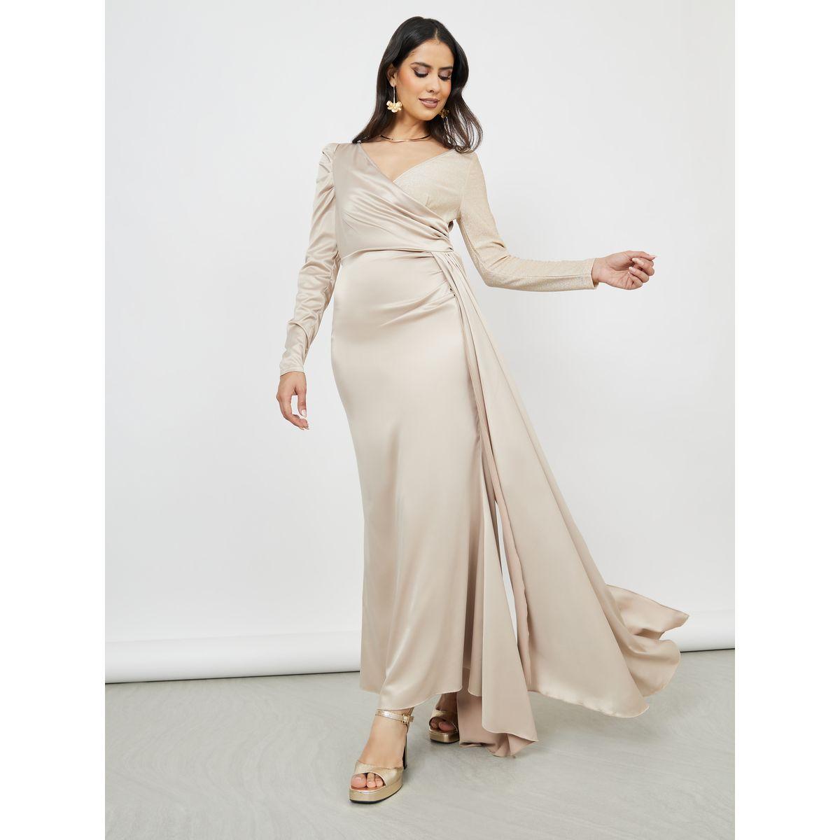 فستان طويل مزين بكسرات-women-clothing-dresses-image-1