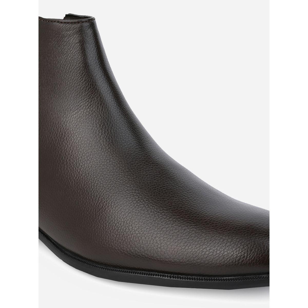 Styli Solid Low Heels Boots with Zipper Closure-men-shoes-boots-image-7