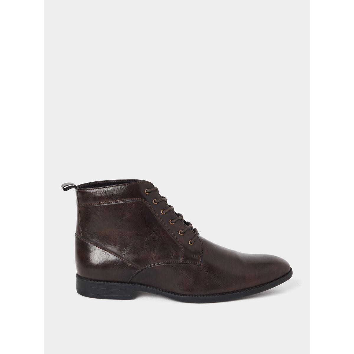 Styli High Ankle Faux Leather Boots-men-shoes-boots-image-1