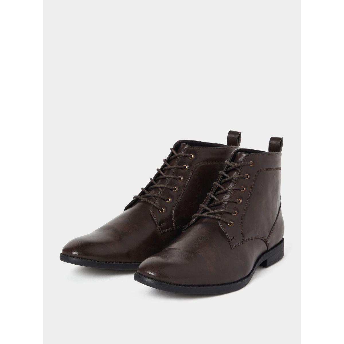 Styli High Ankle Faux Leather Boots-men-shoes-boots-image-2