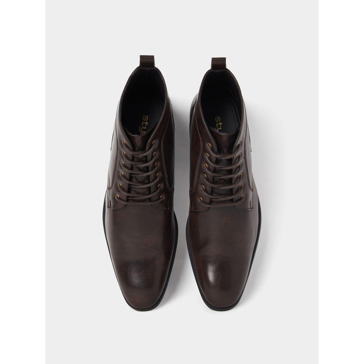 Styli High Ankle Faux Leather Boots-men-shoes-boots-image-5