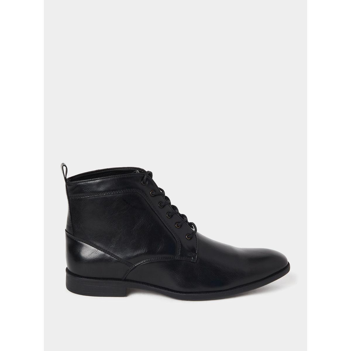 Styli High Ankle Faux Leather Boots-men-shoes-boots-image-1
