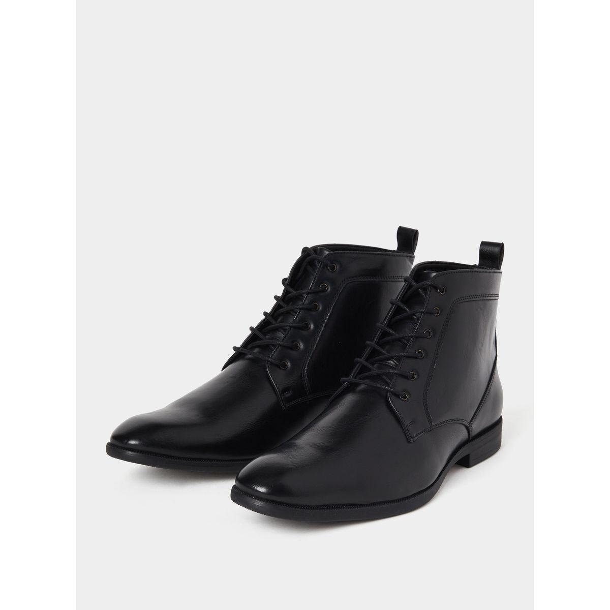 Styli High Ankle Faux Leather Boots-men-shoes-boots-image-2