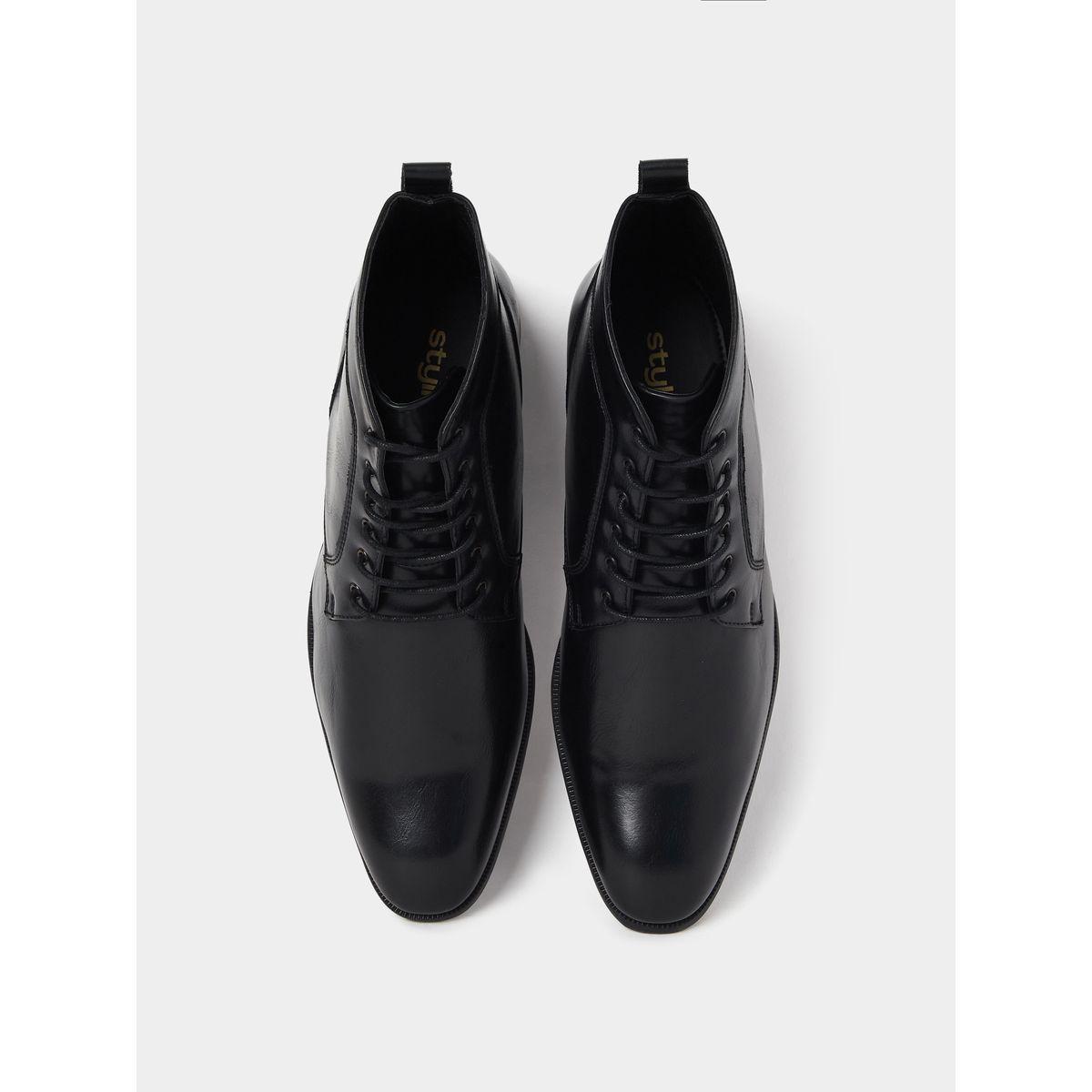 Styli High Ankle Faux Leather Boots-men-shoes-boots-image-5