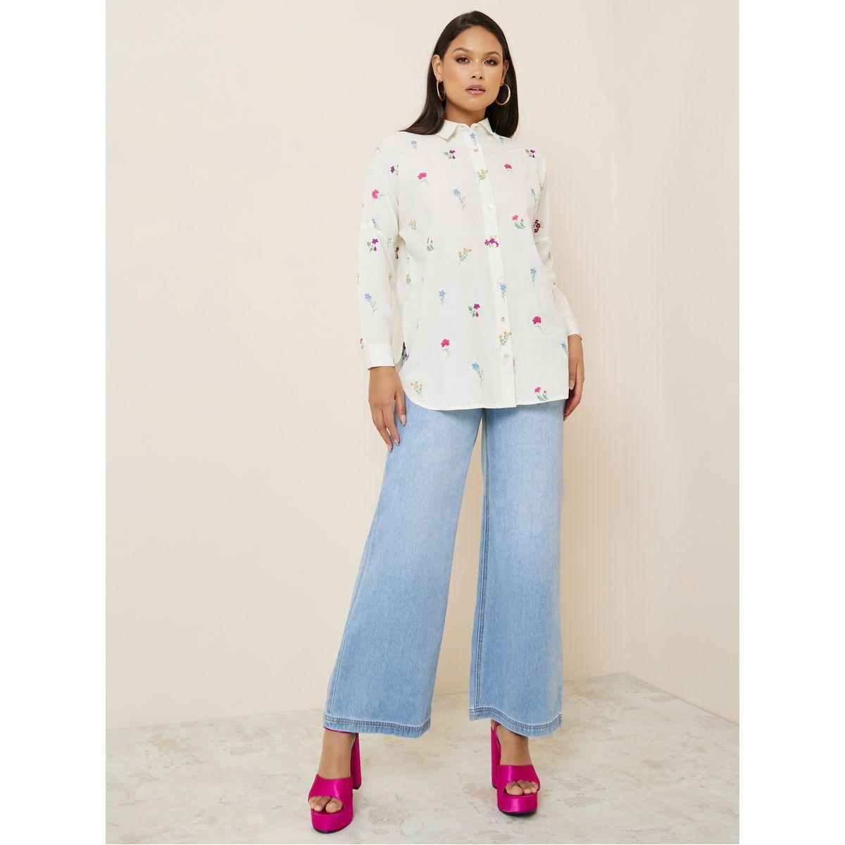 Styli Limited All Over Embroidered Linen Look Longline Shirt-women-clothing-shirtsandblouses-shirts-image-2