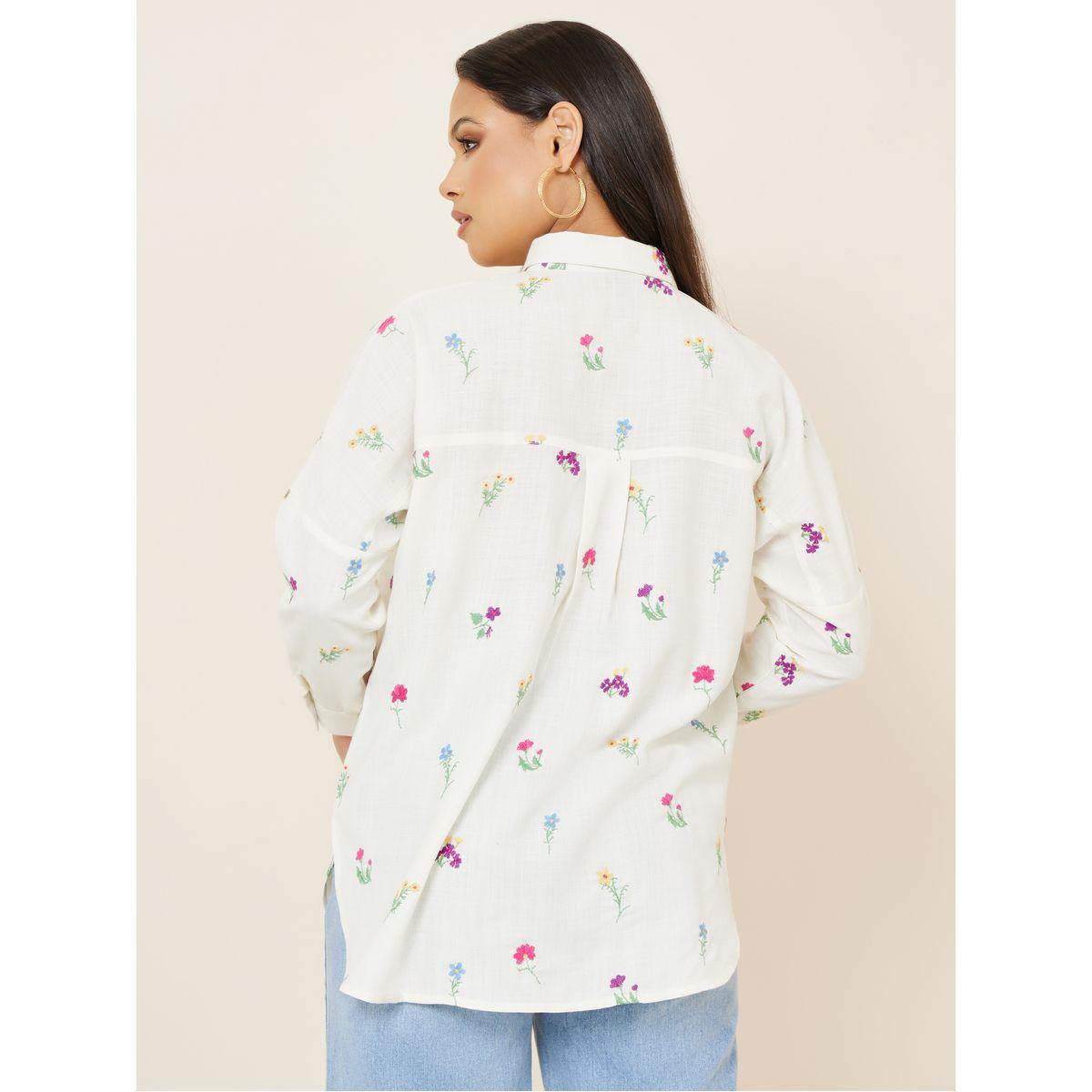 Styli Limited All Over Embroidered Linen Look Longline Shirt-women-clothing-shirtsandblouses-shirts-image-4