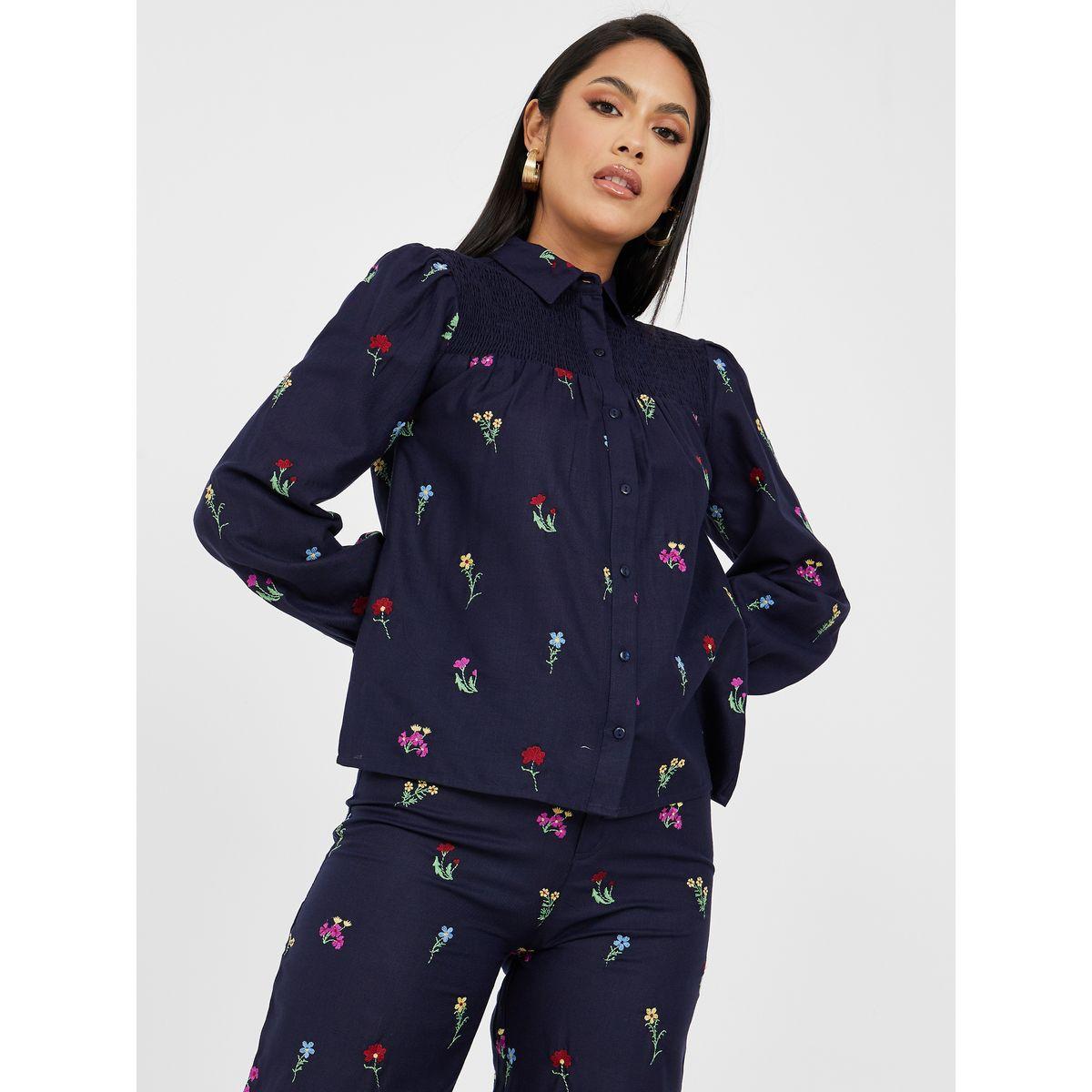 Styli Embroidered Shirt & Straight Leg Trouser Co-Ord Set-women-clothing-coordsets-image-2