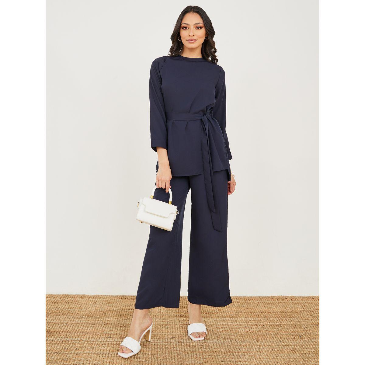 طقم من ( بنطال + بلوزة طويلة )-women-clothing-coordsets-image-1