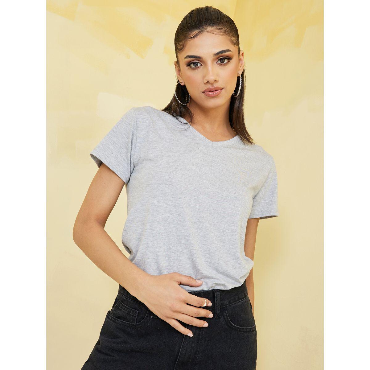 Styli Regular Fit Viscose Lycra V Neck T-Shirt-women-clothing-tshirts-image-1