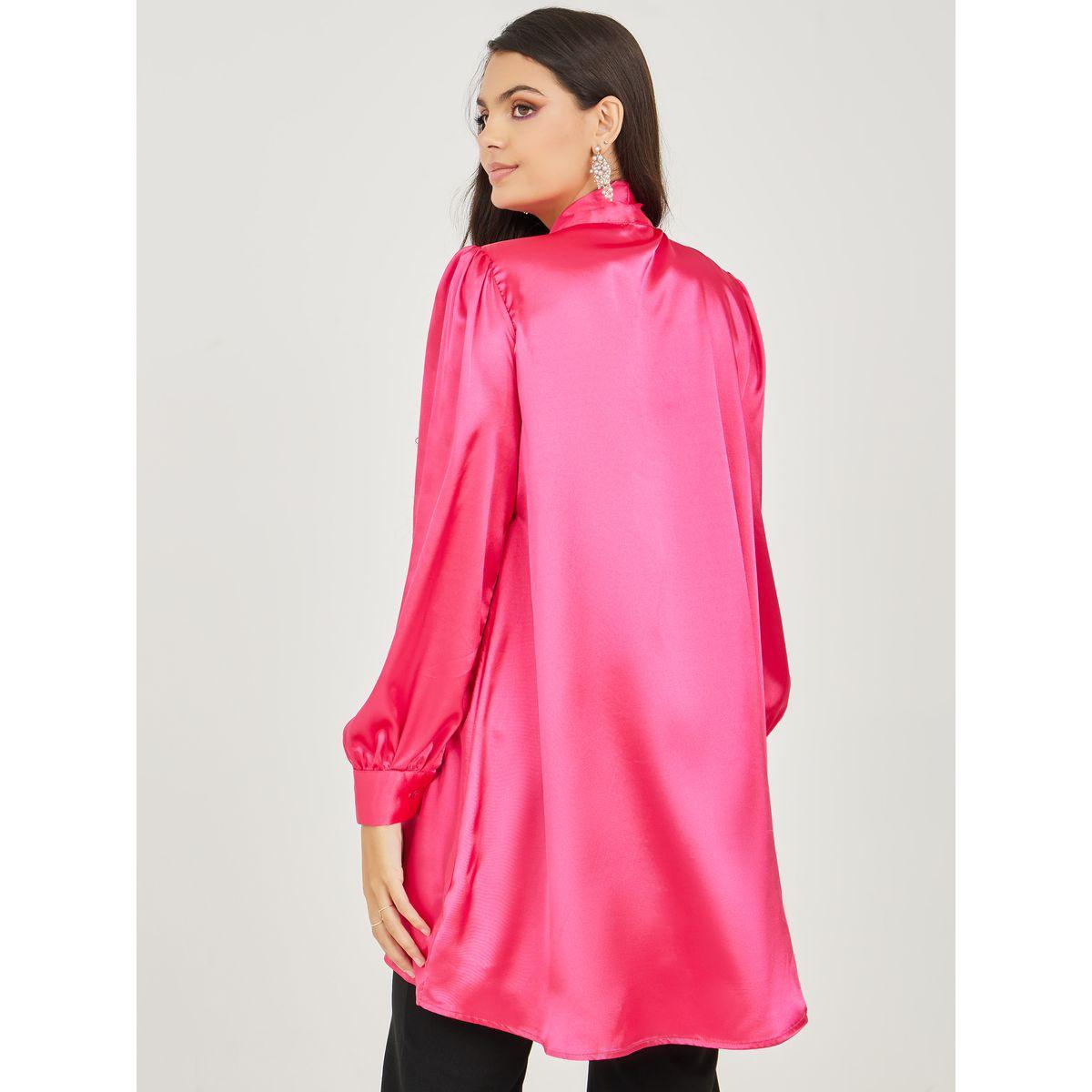 بلوزة طويلة ساتان بياقة بأربطة-women-clothing-shirtsandblouses-blouses-image-4